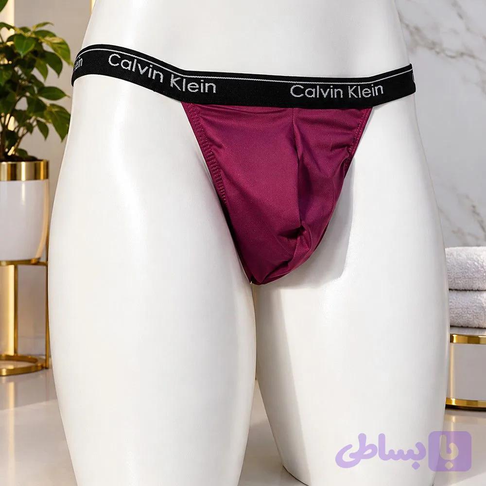 شورت تانگا مردانه طرح کلوین کلاین (Calvin Klein) رنگ زرشکی | پارچه ریون فری سایز — تصویر 1