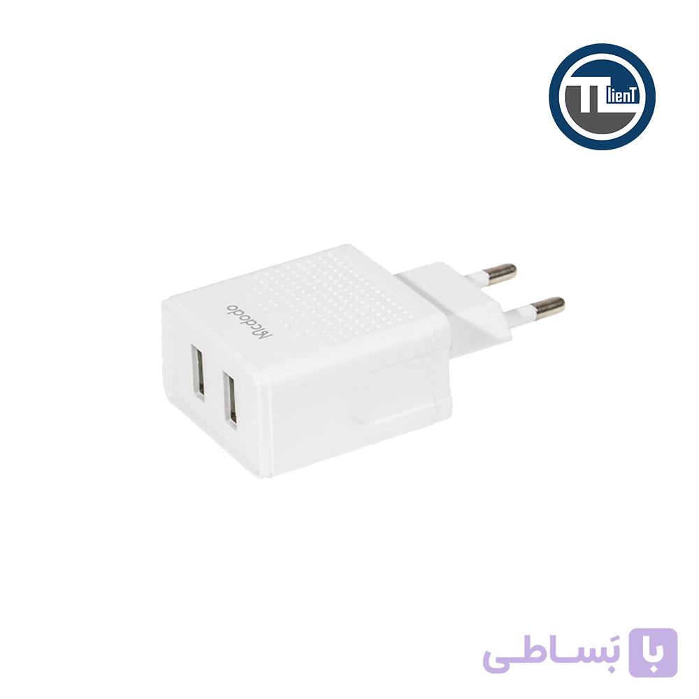 شارژر دیواری مک دودو مدل CH-3971 با کابل 1 متری USB-A سفید — تصویر 1