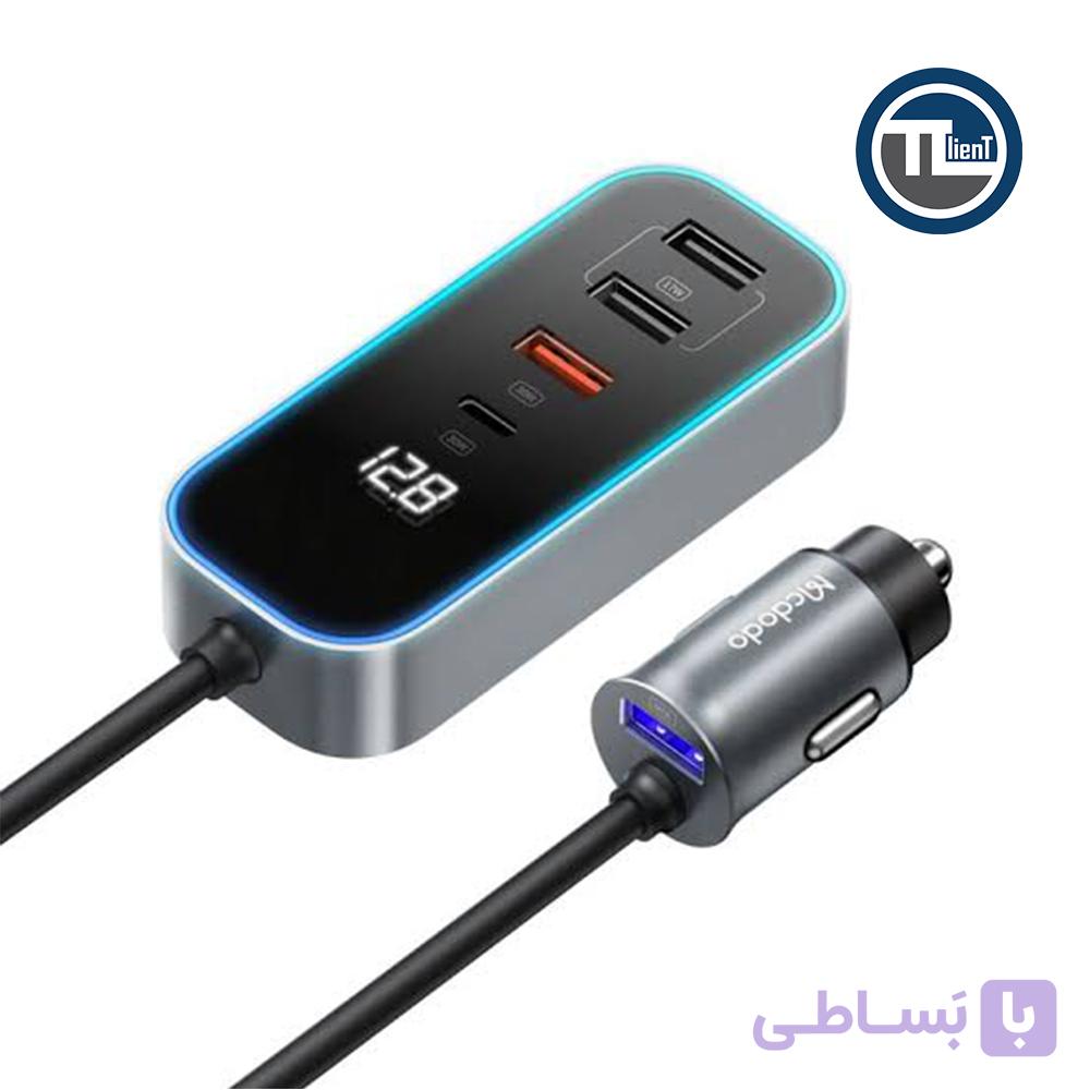 شارژر فندکی مک دودو مدل CC-1900 توان 107 وات با نمایشگر دیجیتال خاکستری — تصویر 1
