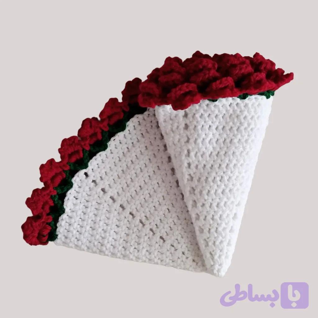 دسته گل کاموایی طرح رومیزی — تصویر 1
