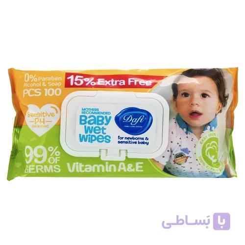 دستمال مرطوب پاک کننده کودک اکسترا درب دار دافی 100 برگ Extra کد 005 — تصویر 1