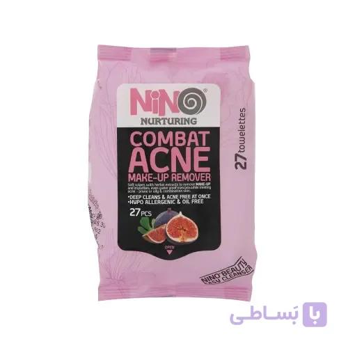 دستمال مرطوب پاک کننده آرایش مدل Combat Acne نینو — تصویر 1