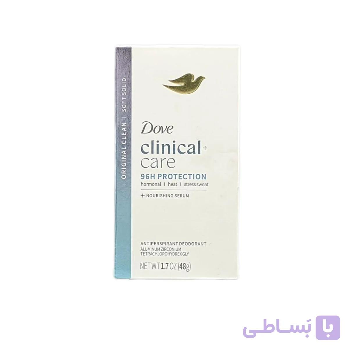 مام ضد تعریق داو کلینیکال پلاس کر مدل Original Clean 96H حجم 48 گرم | Dove Clinical+ Care Original Clean