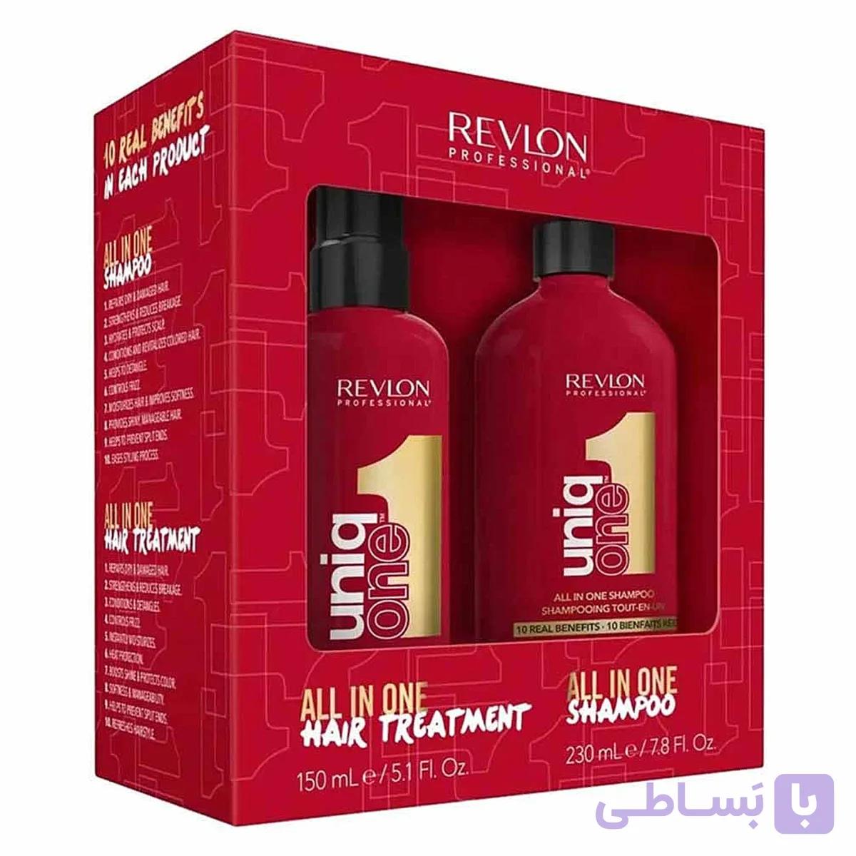 پک شامپو و اسپری مراقبت از مو رِولون Revlon Professional مدل Uniq One Duo Pack | مناسب همه انواع موچندکاره رولون یونیک وان All In One — تصویر 1