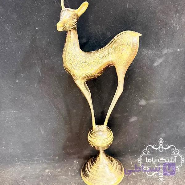 مجسمه‌ی برنجی قلم‌کاری و نقاشی دست – ساخت هند – ارتفاع 47 – قدیمی — تصویر 1