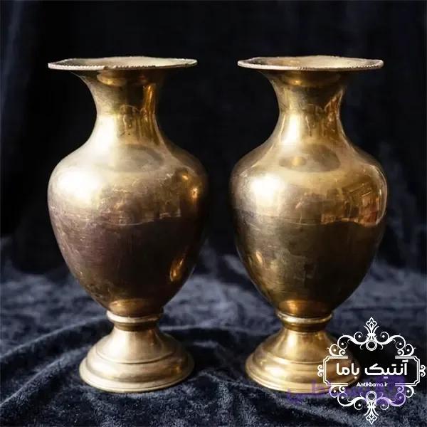 جفت گلدان برنجی پهلوی – ارتفاع ۲۹ سانت – قدیمی