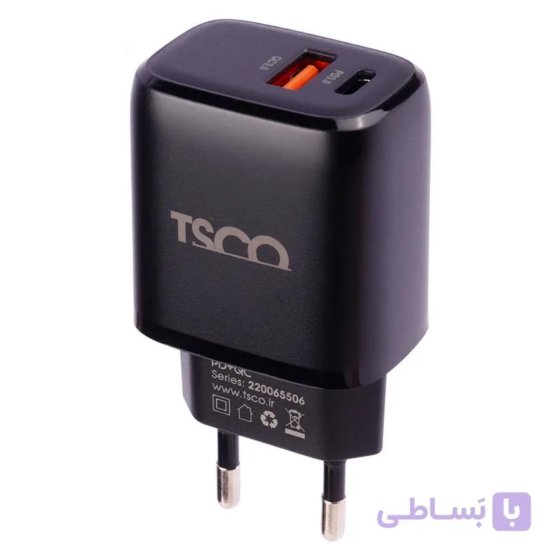 شارژر دیواری فست شارژ TSCO TTC 65 QC3.0 PD 3A 20W + کابل تایپ سی