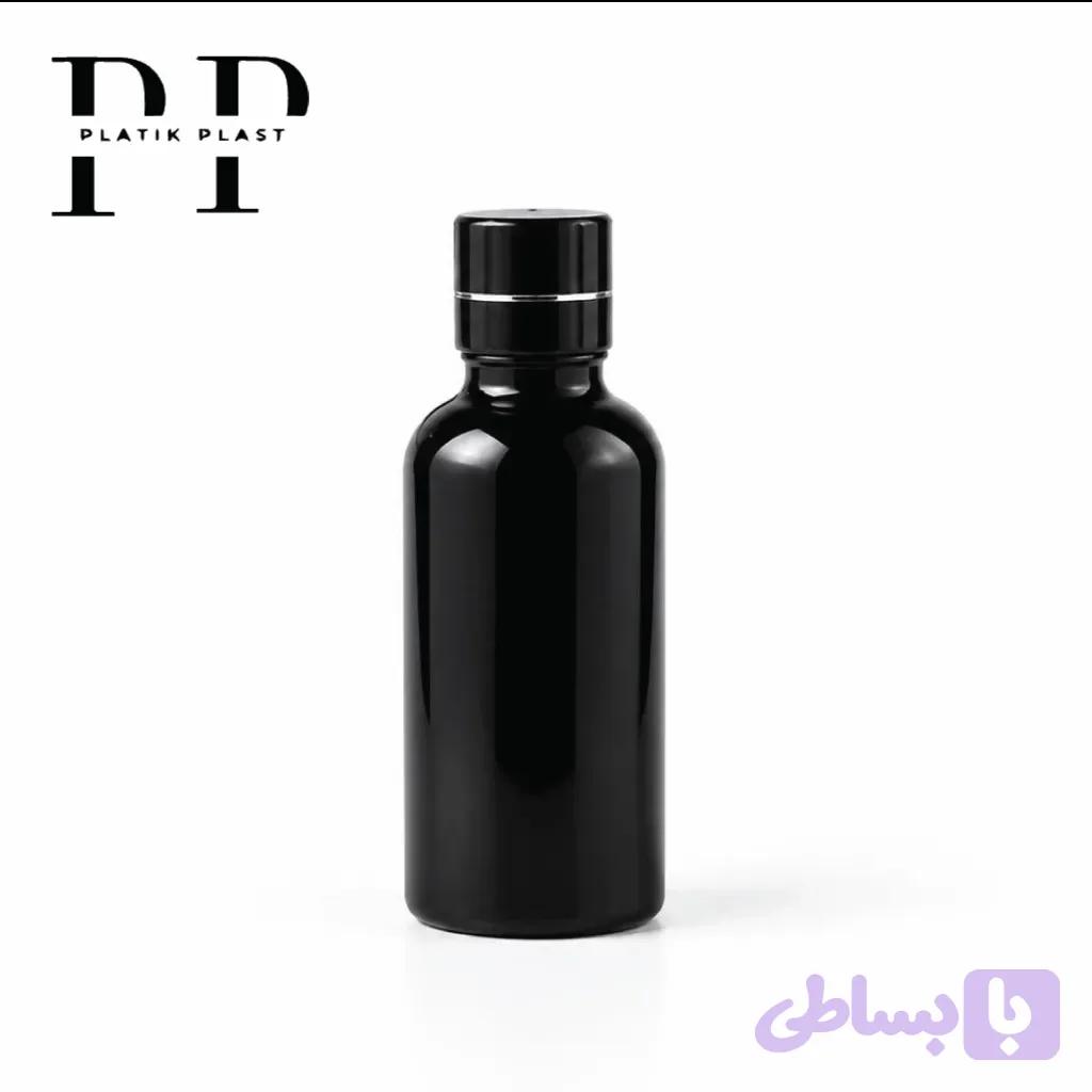 شیشه قطره چکان 50ml مشکی براق وارداتی درب ساده