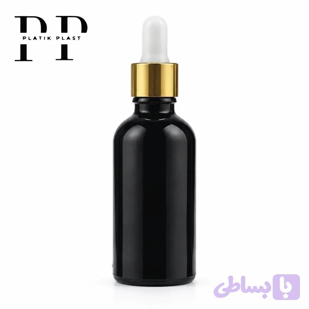 شیشه قطره چکان 50ml مشکی براق وارداتی سفید طلایی