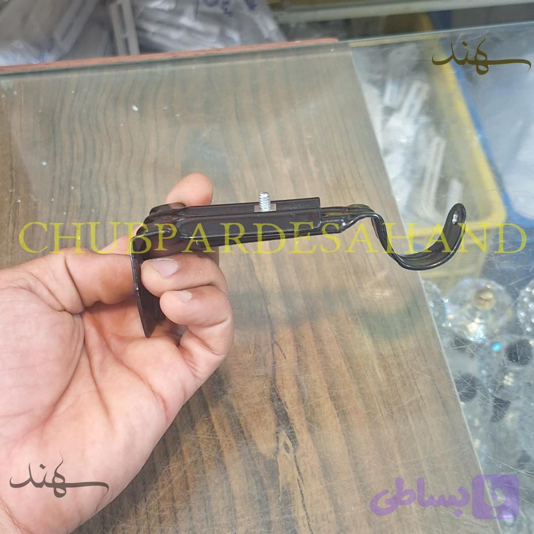 پایه دیواری چوب پرده پانچی رنگ مشکی