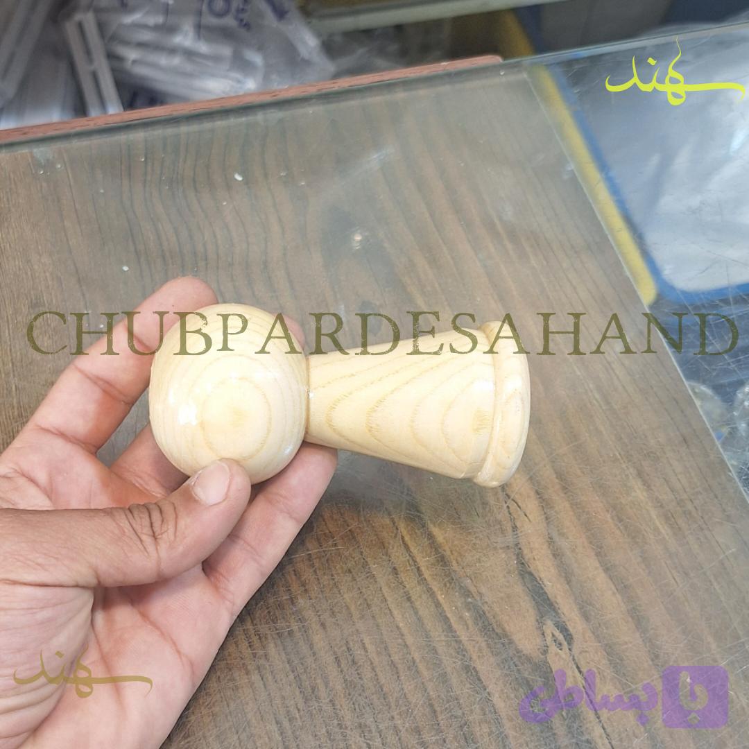 سَری چوب پرده (قُپه) چوبی مدل مخروطی خودرنگ طبیعی چوب