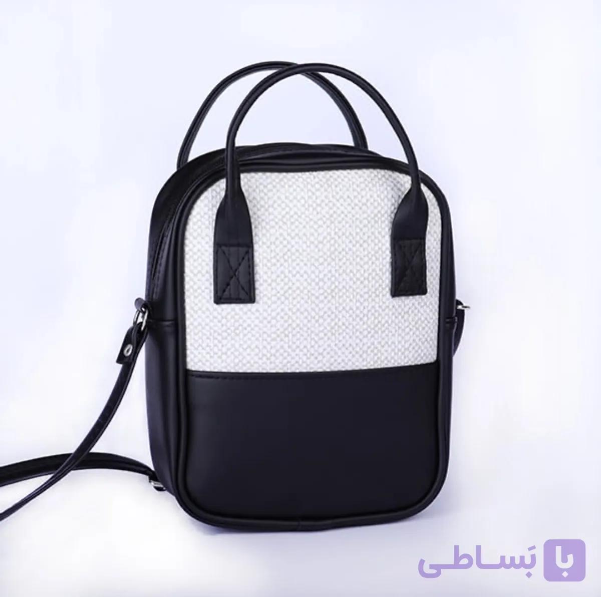 کیف دستی و دوشی ترکیبی چرم و کنف زنانه | طراحی مدرن و خاص | برند پینکسا