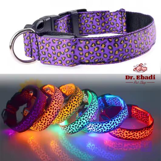 قلاده گردنی LED چراغدار طرح پلنگی سگ و گربه — تصویر 1