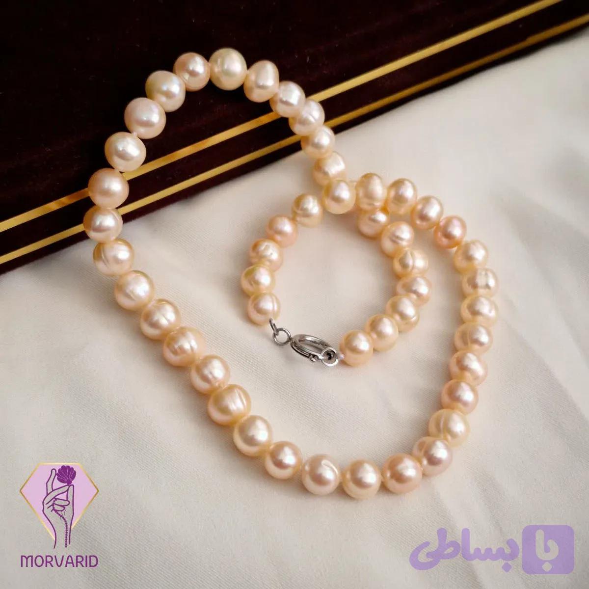 گردنبند ریسه مروارید گلبهی — تصویر 1