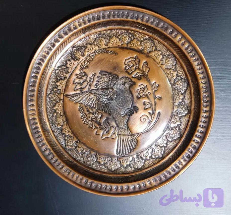 سینی مسی قلمزنی طرح بلبل قطر ۳۱ سانت