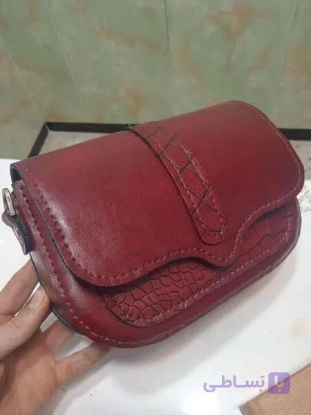 کیف زنانه چرم مدل اطلس زرشکی — تصویر 1