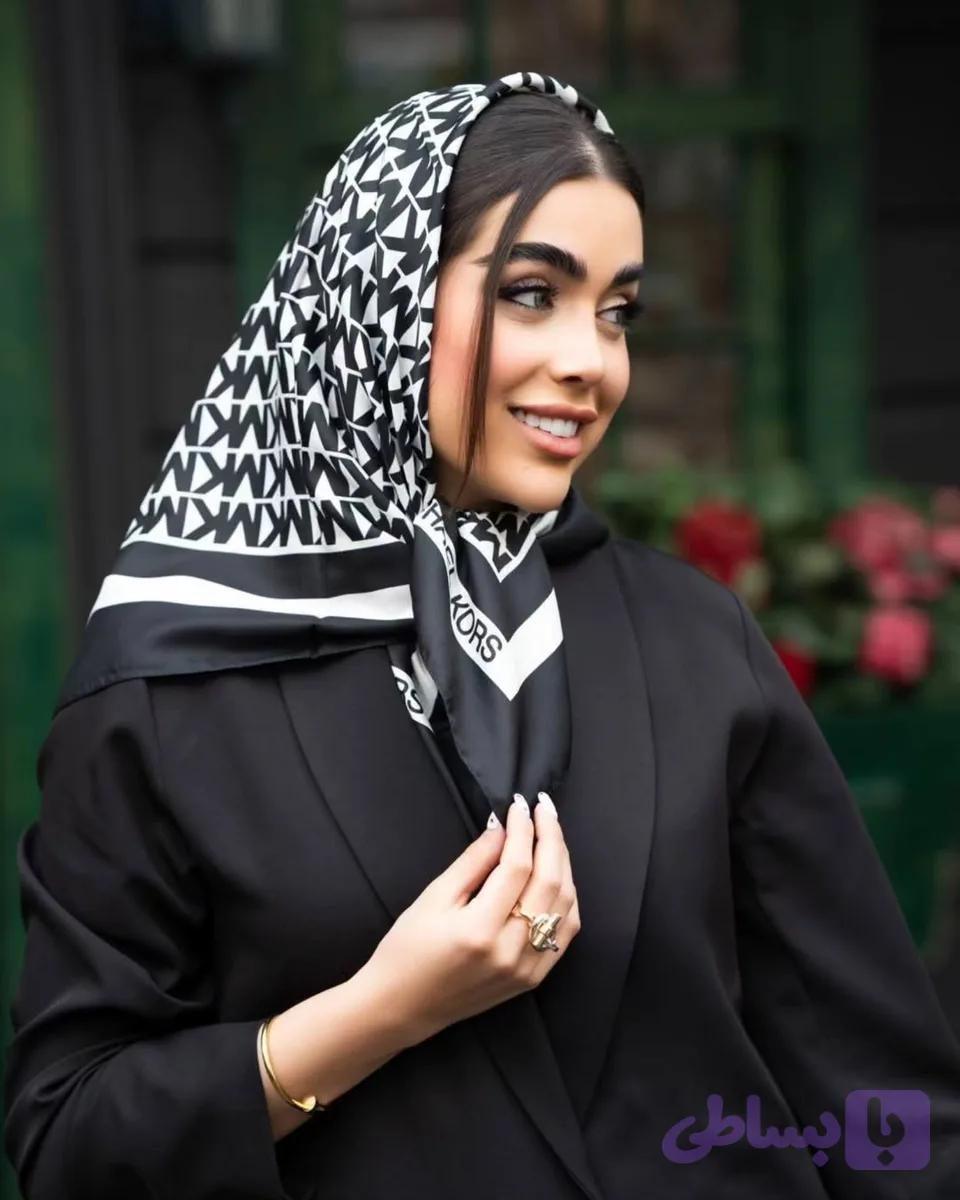 مینی اسکارف پک سفید مشکی دستمال سر
