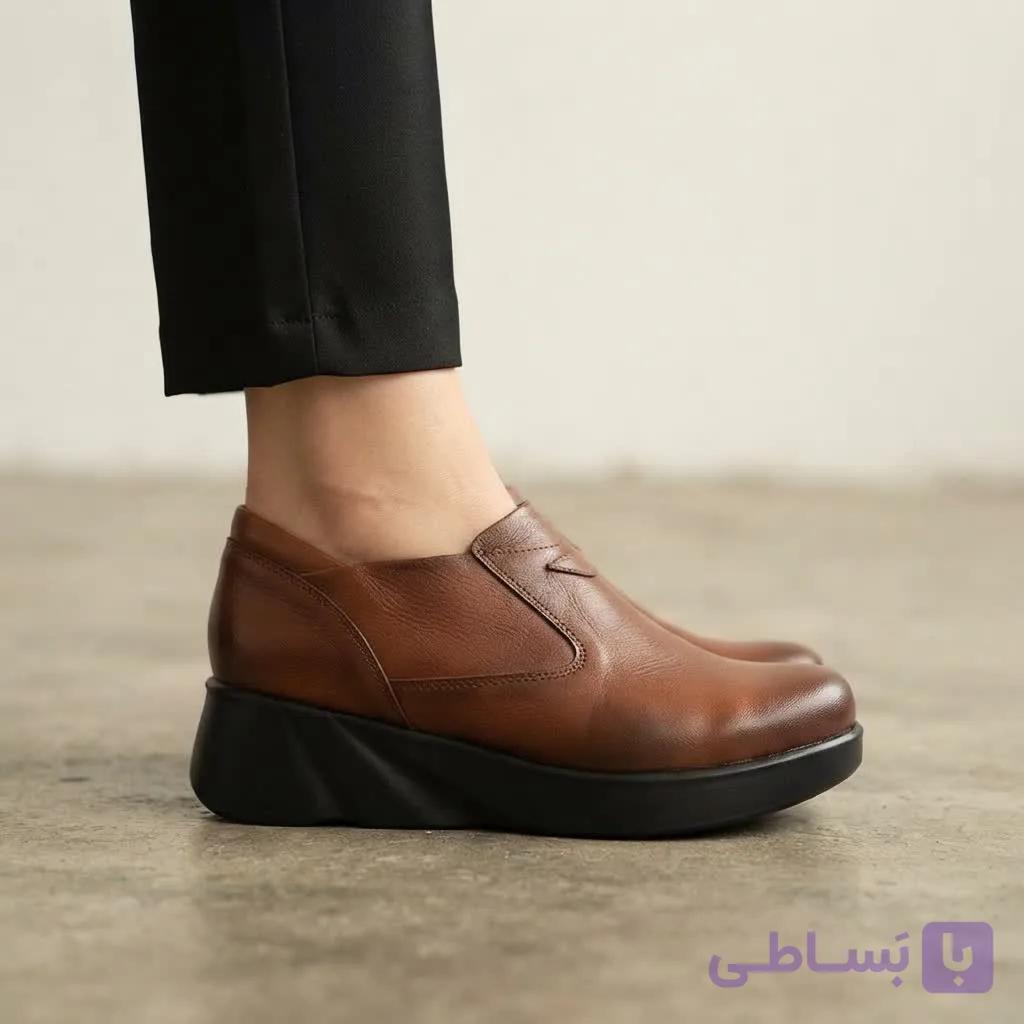 کفش روزمره زنانه یکسره طبی با کشی چرم مصنوعی مدل 2081 — تصویر 1