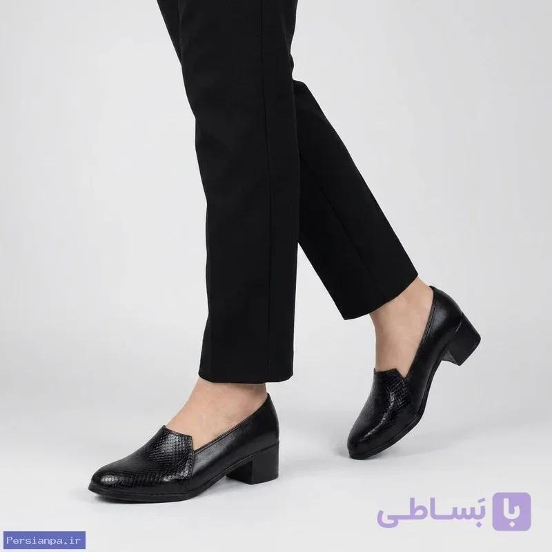 کفش پاشنه کوتاه زنانه با طرح پوست‌ماری مدل 2083 مجلسی — تصویر 1