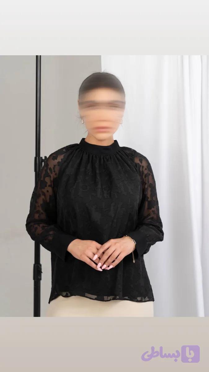 شومیز مشکی طرح‌دار 304405