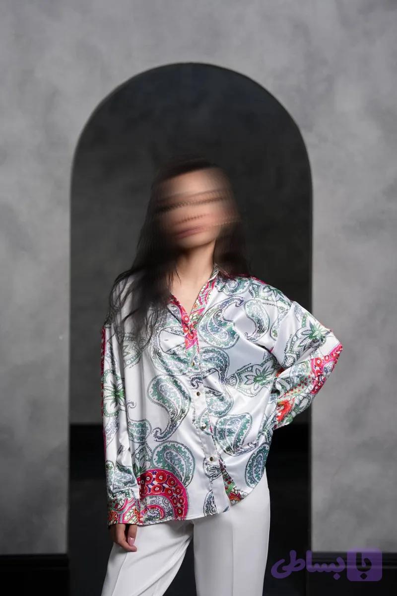 شومیز ساتن طرح دار307313