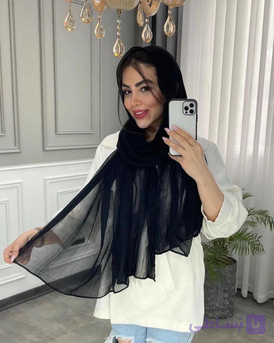 شال میله ای نخی مشکی