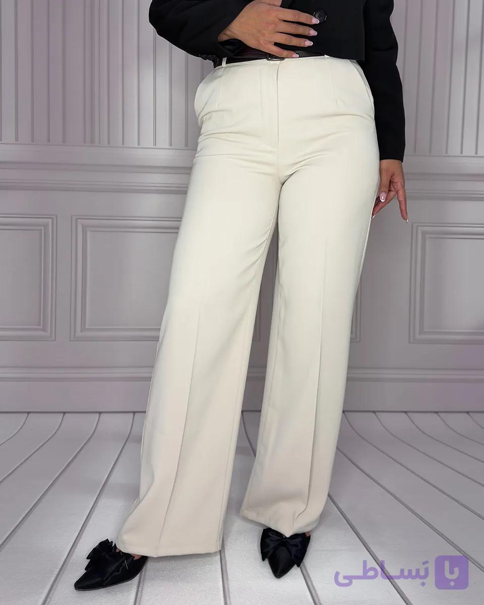 شلوار بگ کرپ هرمس کرم استخوانی زنانه | Women’s Ivory Cream Hermes Baggy Pants | کد 913800 — تصویر 1