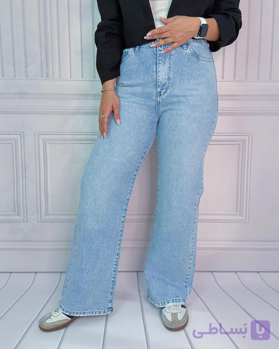 شلوار نیم بگ آبی آسمانی زنانه | Sky Blue Semi Baggy Jeans | کد 913100 — تصویر 1