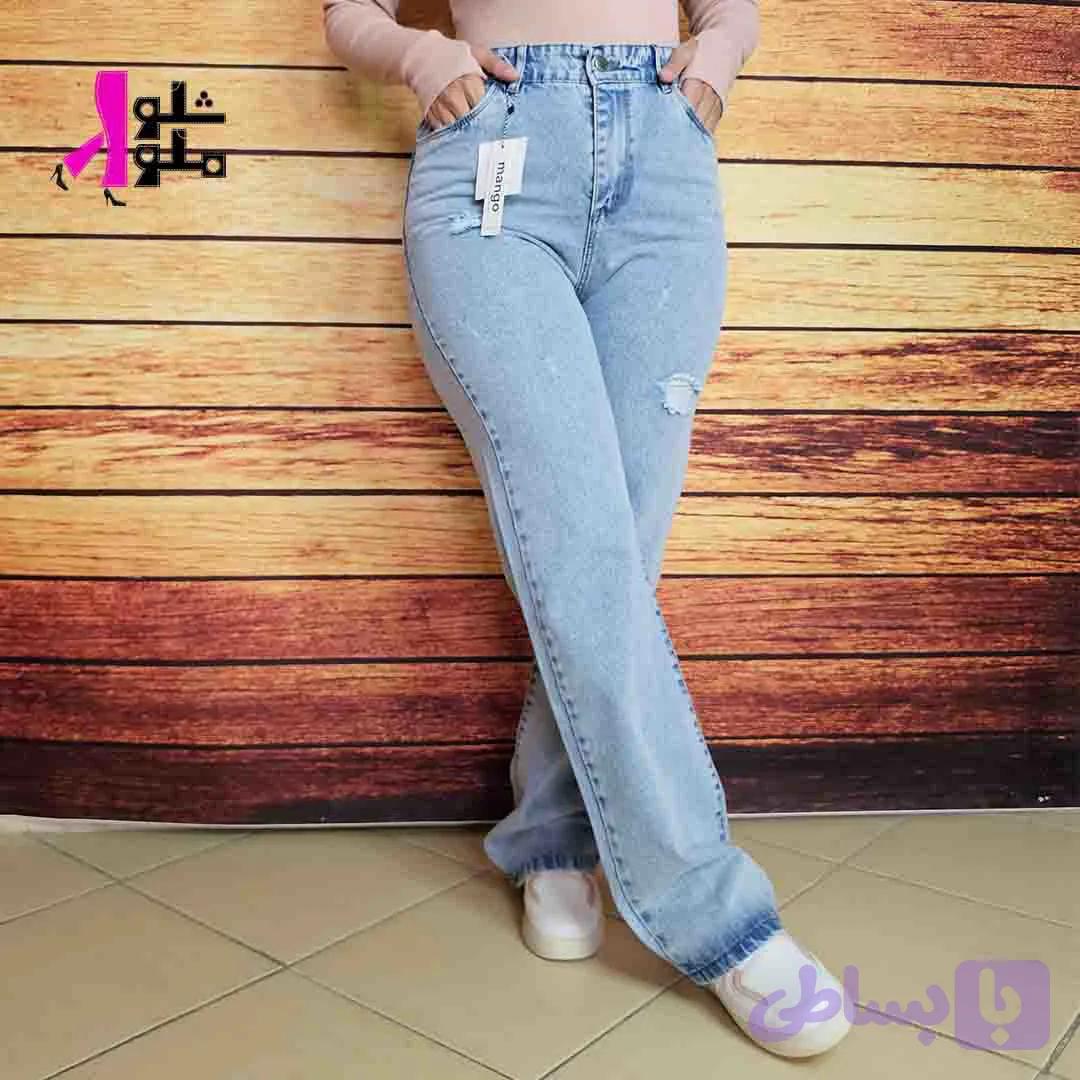 شلوار نیم بگ جین یخی کد 2435 — تصویر 1