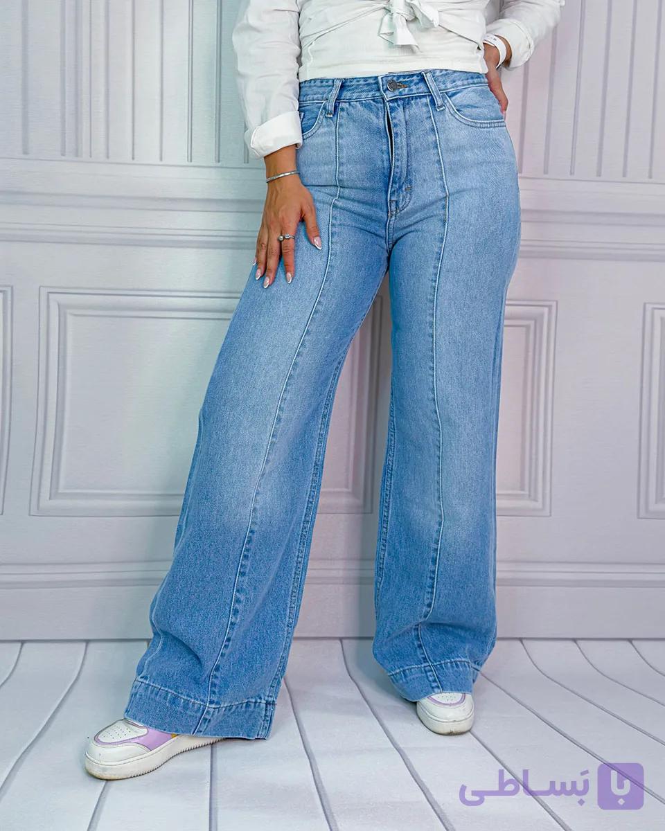 شلوار نیم بگ فریا آبی روشن زنانه | Freya Light Blue Semi Baggy Jeans | کد 912800 — تصویر 1
