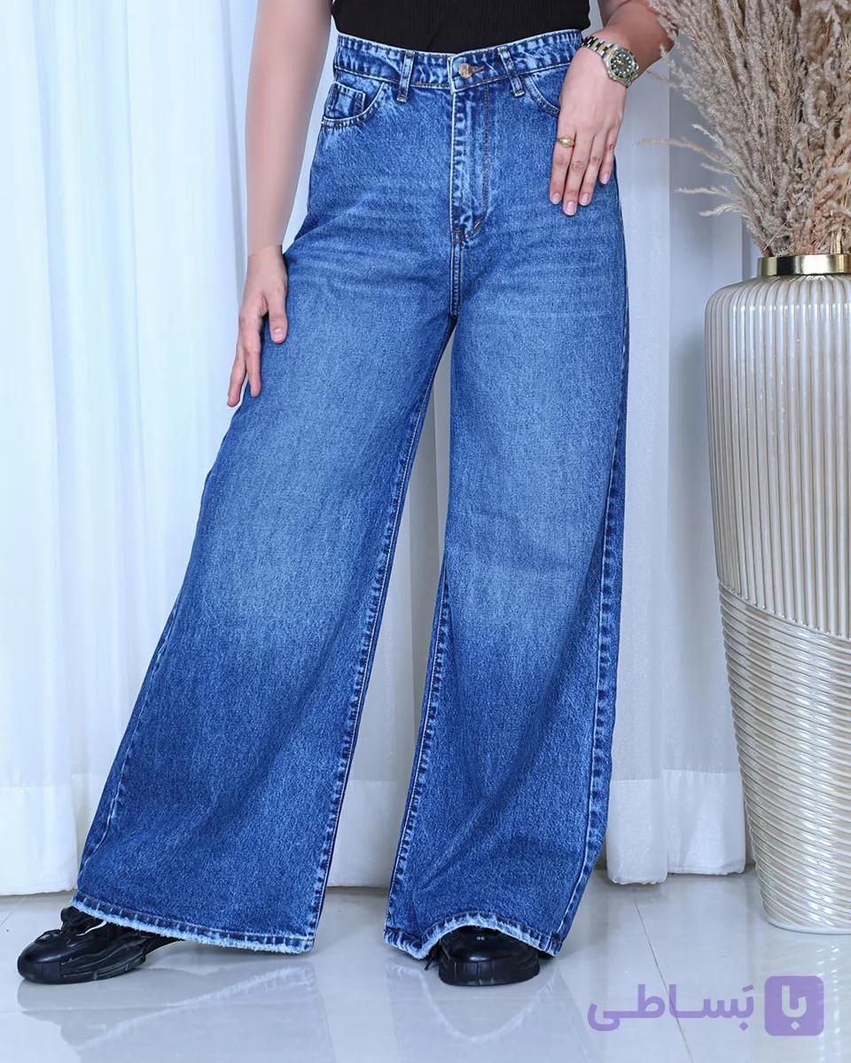 شلوار جین فول بگ زنانه رنگ آبی اقیانوسی (دریایی) قد 110 | full-baggy jeans | کد 912300 — تصویر 1