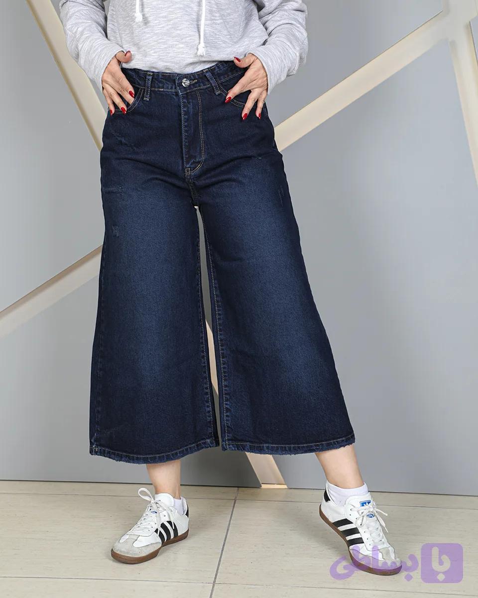 شلوار واید لگ جین دخترانه زنانه ایزی بگ آبی کثیف شور | Easy Bag Wide Leg Jeans | کد 8044 — تصویر 1