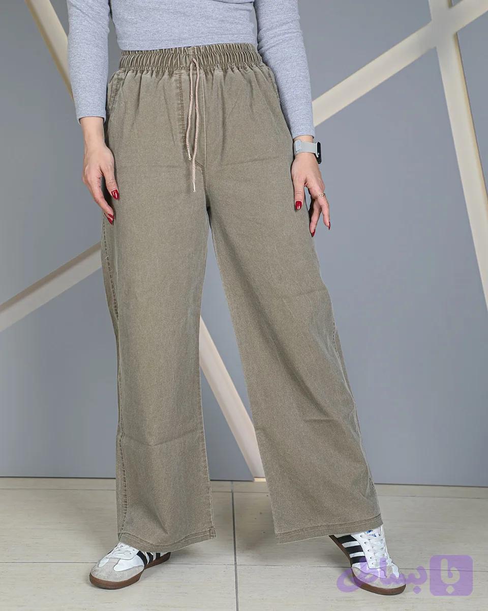 شلوار بهاره زنانه نیم بگ جین کاغذی نسکافه‌ای | Mocha Paper Denim Semi Baggy Pants | کد 40060 — تصویر 1