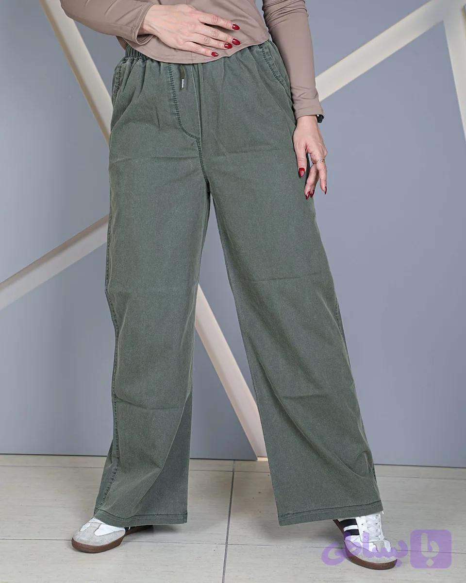 شلوار تابستانه نیم بگ جین کاغذی زنانه سبز | Green Paper Denim Semi Baggy Pants | کد 40040 — تصویر 1