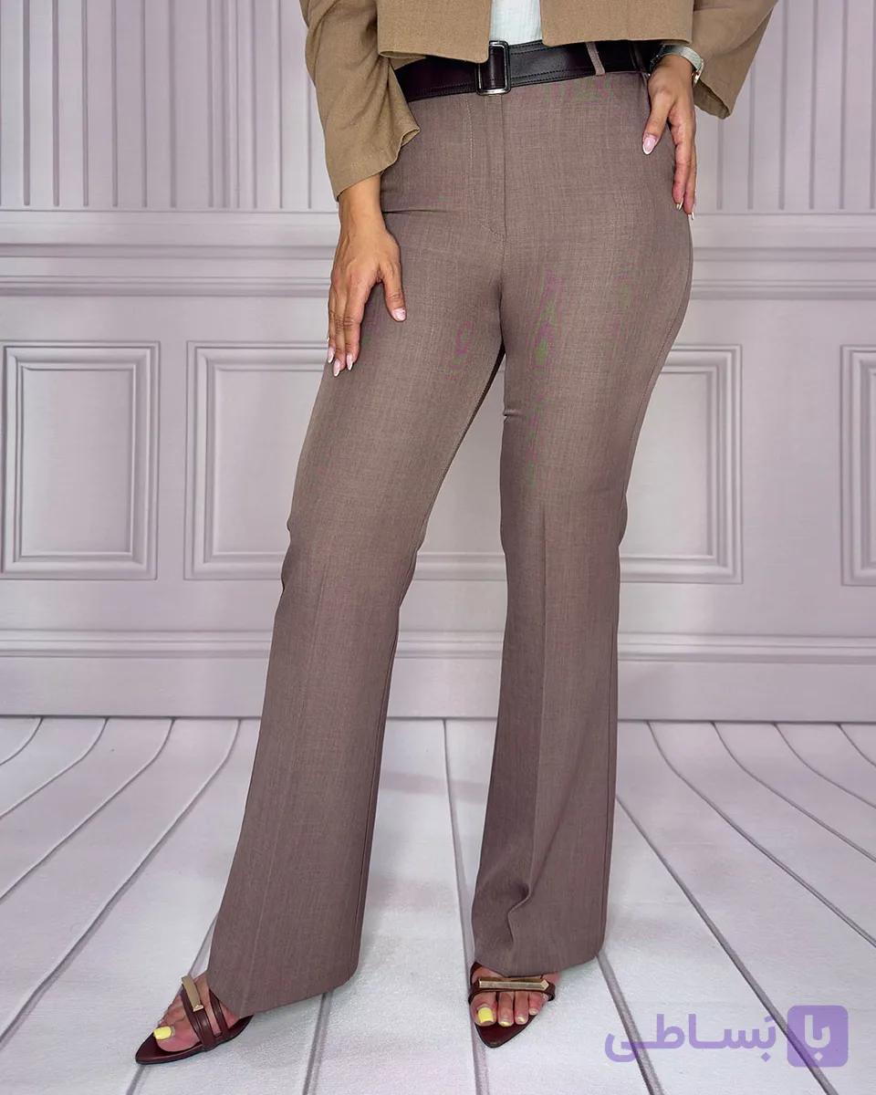 شلوار بوتکات کرپ بزیاق نسکافه ای زنانه | Women’s Mocha Baziag Crepe Bootcut Pants | کد 70705 — تصویر 1
