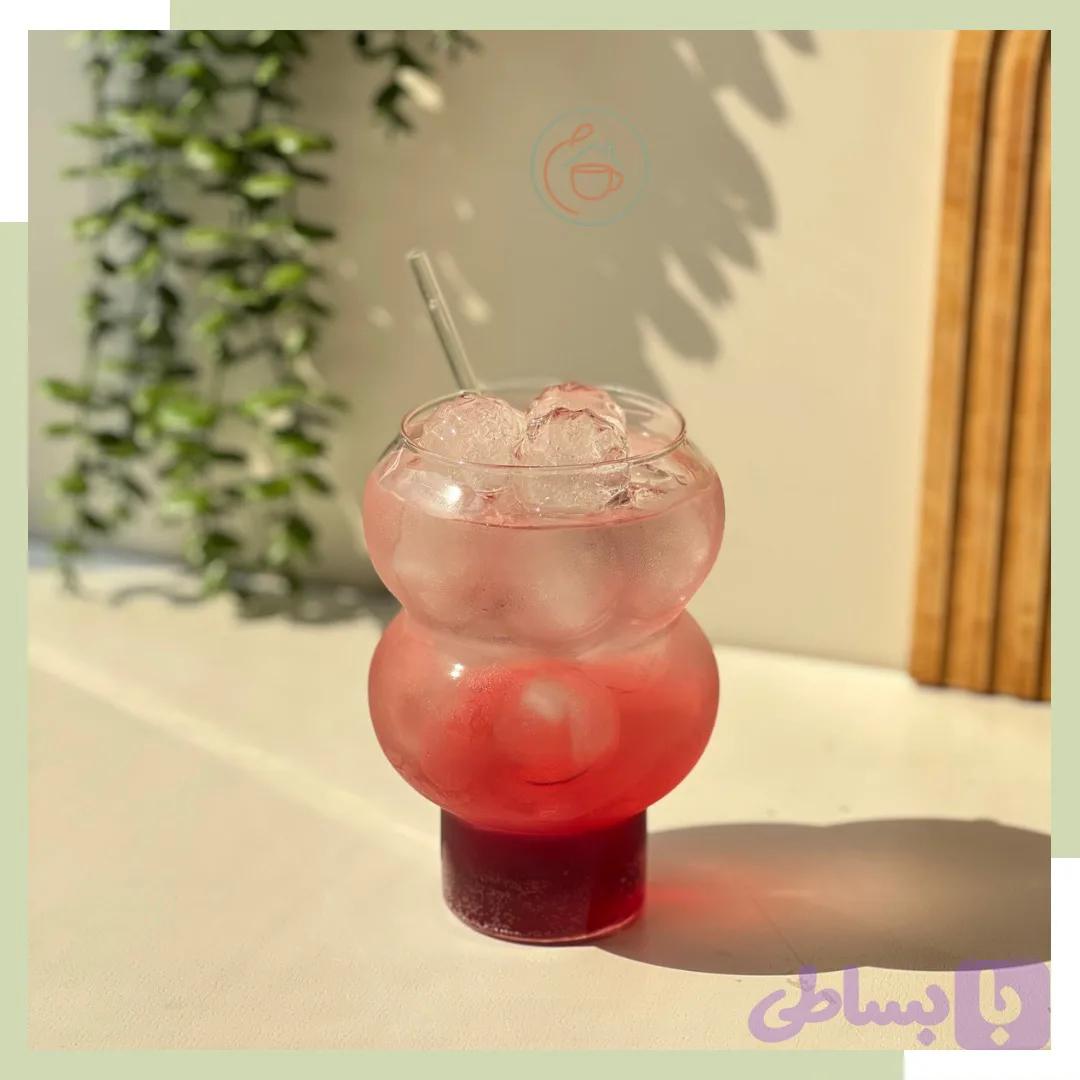 لیوان اسموتی پیرکس توپی بلند(دو حلقه پایه دار)