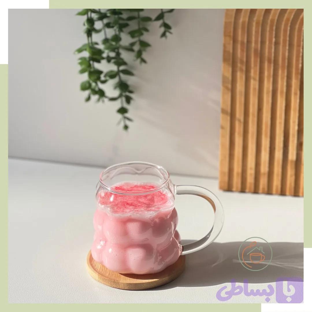 لیوان پیرکس (حبابی)انگوری دسته دار(ماگ گلوبال)