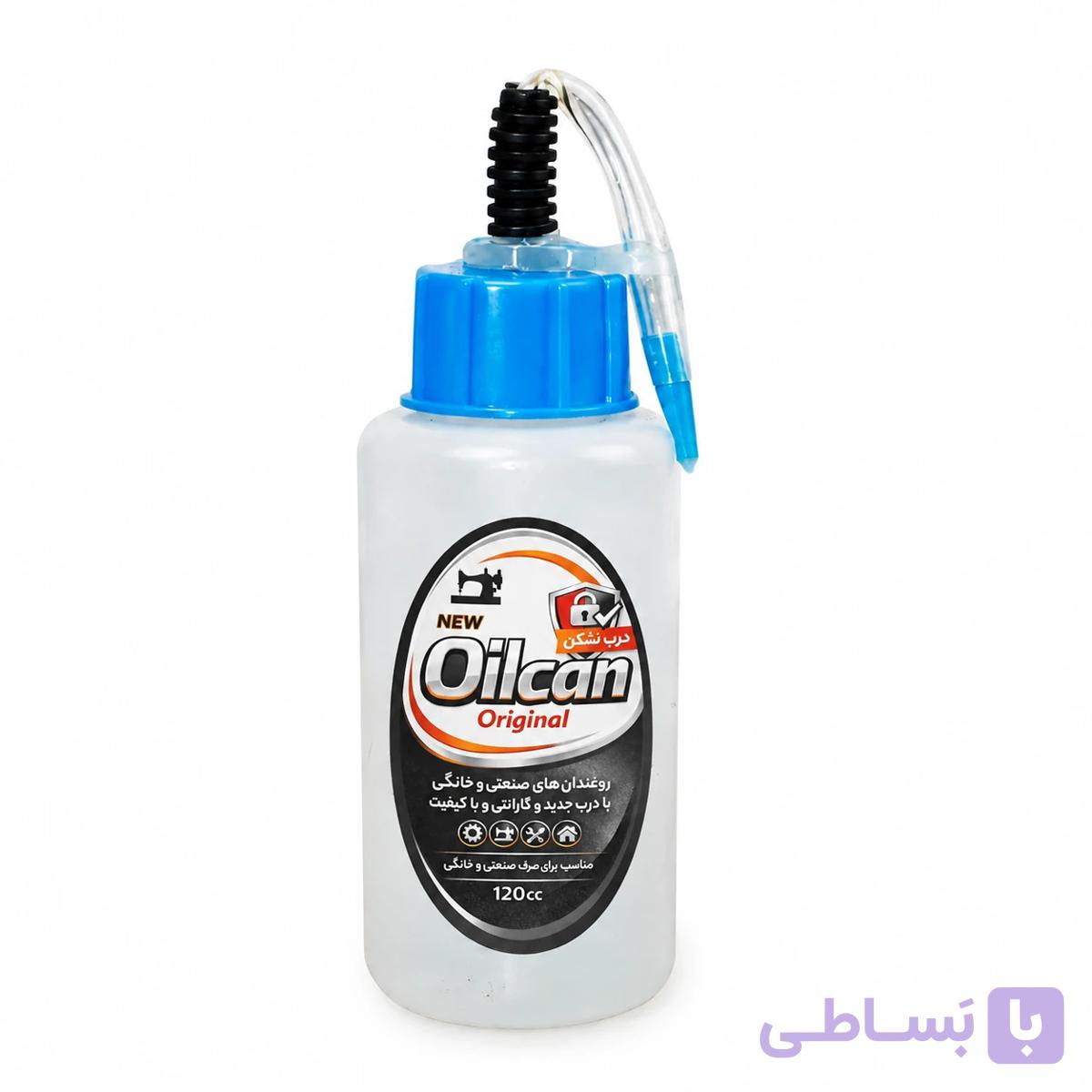 روغندان چرخ خیاطی ۱۲۰ سیسی پر شده با روغن درجه۱ (بدون بو) + اشانتیون روغندان کتابی