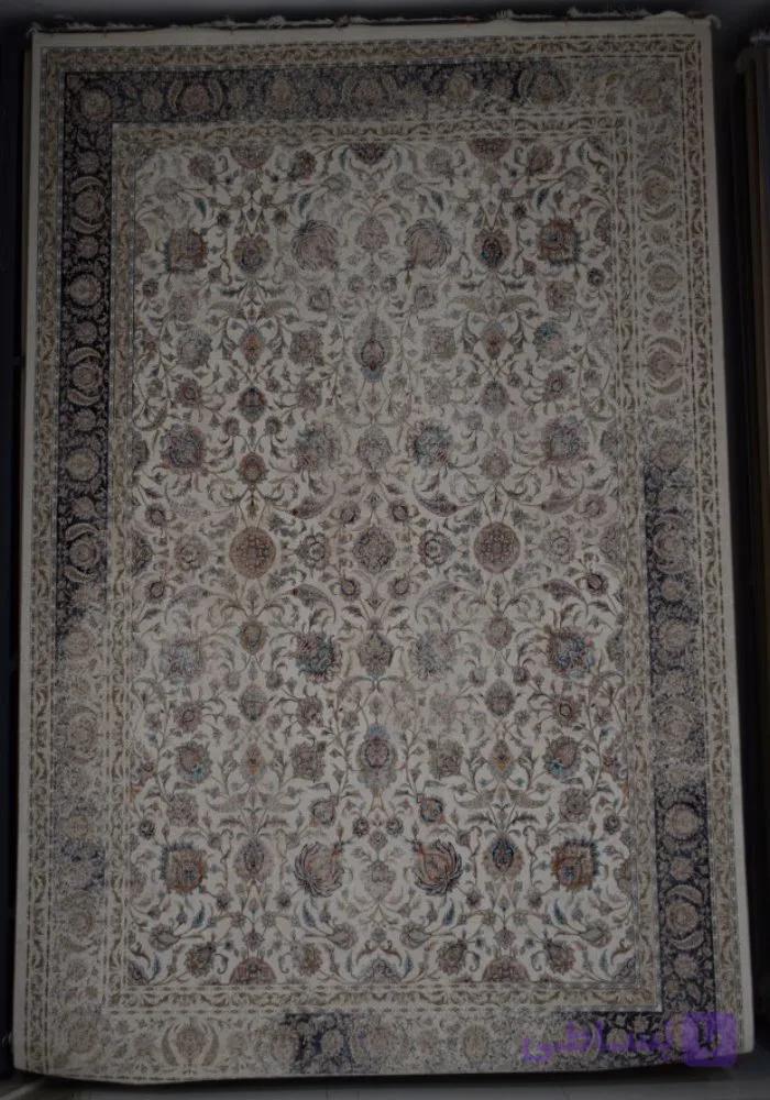 فرش طرح 12857 کرم سرمه ای کد 46000 — تصویر 1