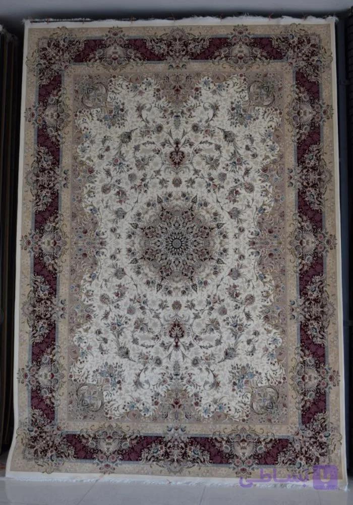 فرش طرح ماهلین کرم سفید کد 46717 — تصویر 1