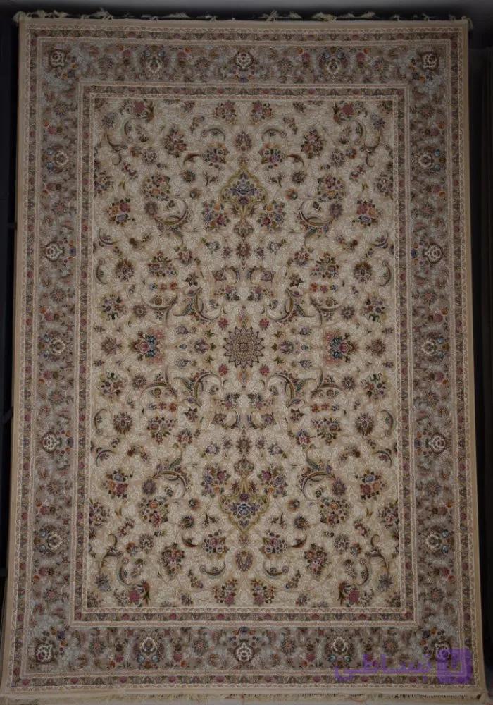 فرش طرح باغ گل کرم کد 46695 — تصویر 1