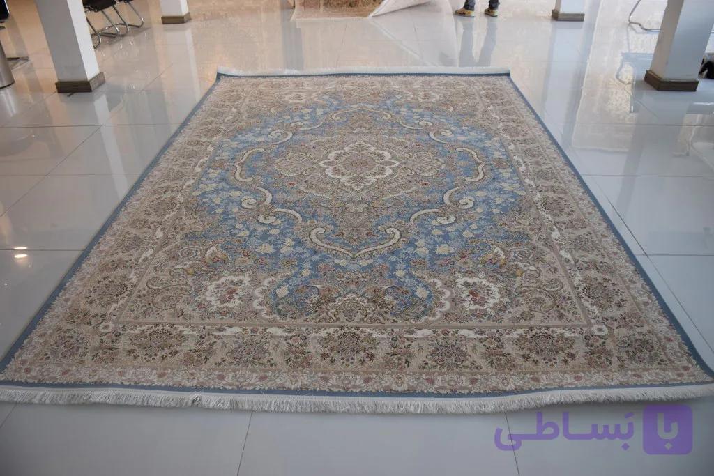 فرش طرح خطیبی آبی کد 47030 — تصویر 1