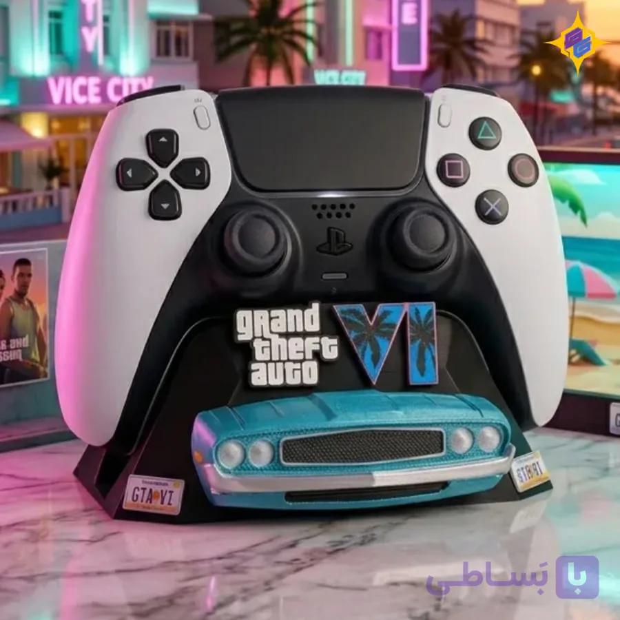 استند کنترلر پلی استیشن ۵ طرح جی‌تی‌ای 6 | PS5 Controller Stand – GTA VI — تصویر 1