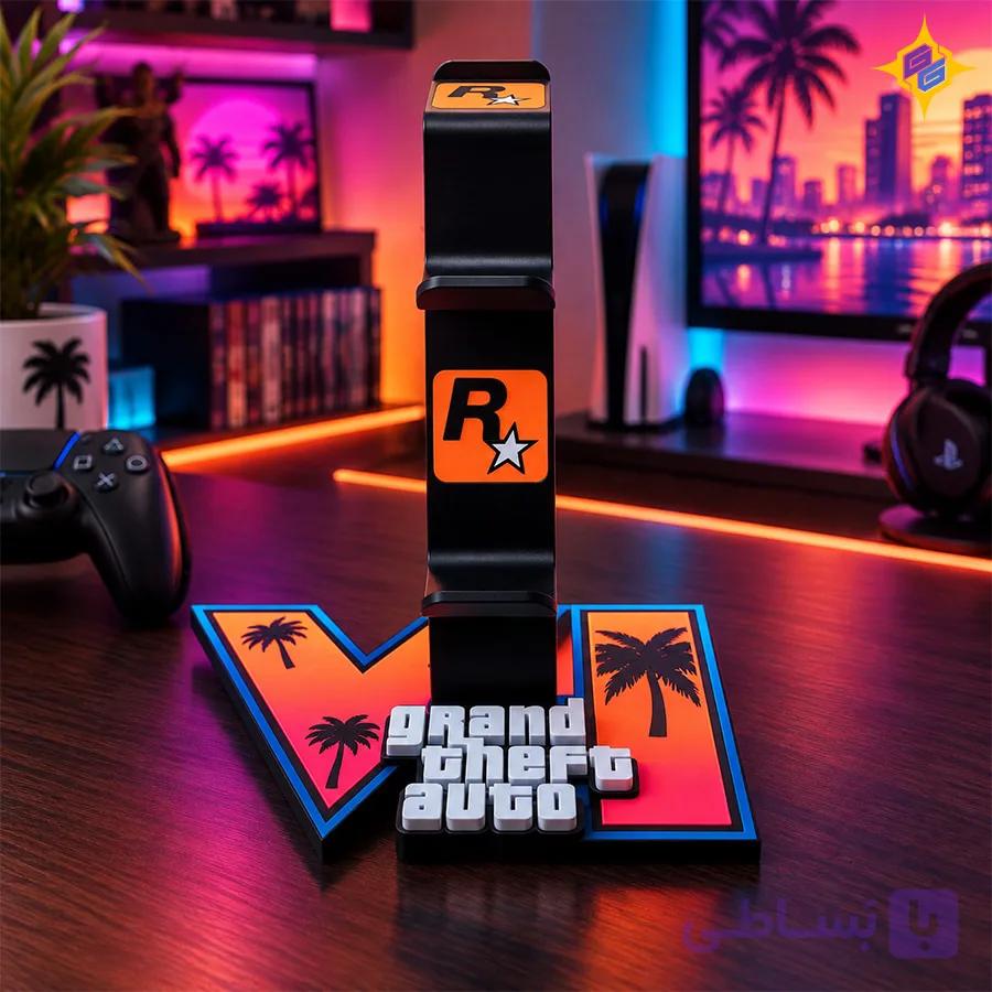 استند کنترلر گیمینگ با تم جی‌تی‌ای | GTA VI Universal PS5 &amp; Xbox Controller Stand — تصویر 1
