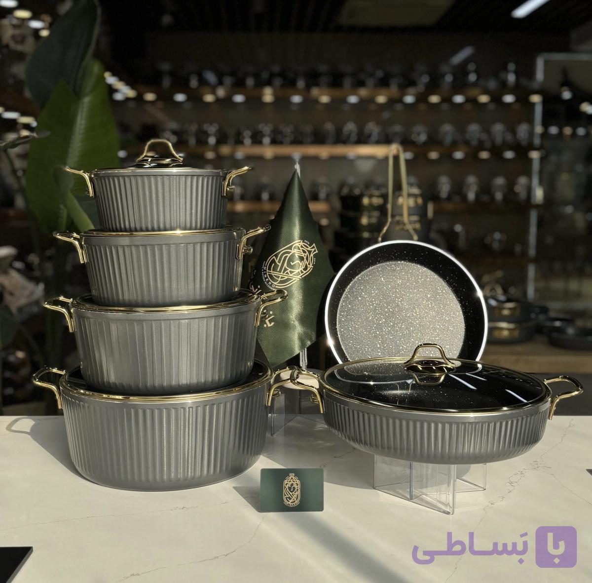 سرویس قابلمه ۱۱ پارچه اویز پلاس مدل گلد پلاس