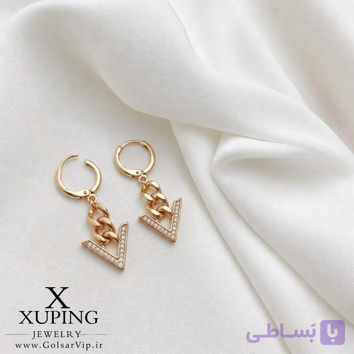 گوشواره کارتیر آویز مثلث ژوپینگ | کد 340
