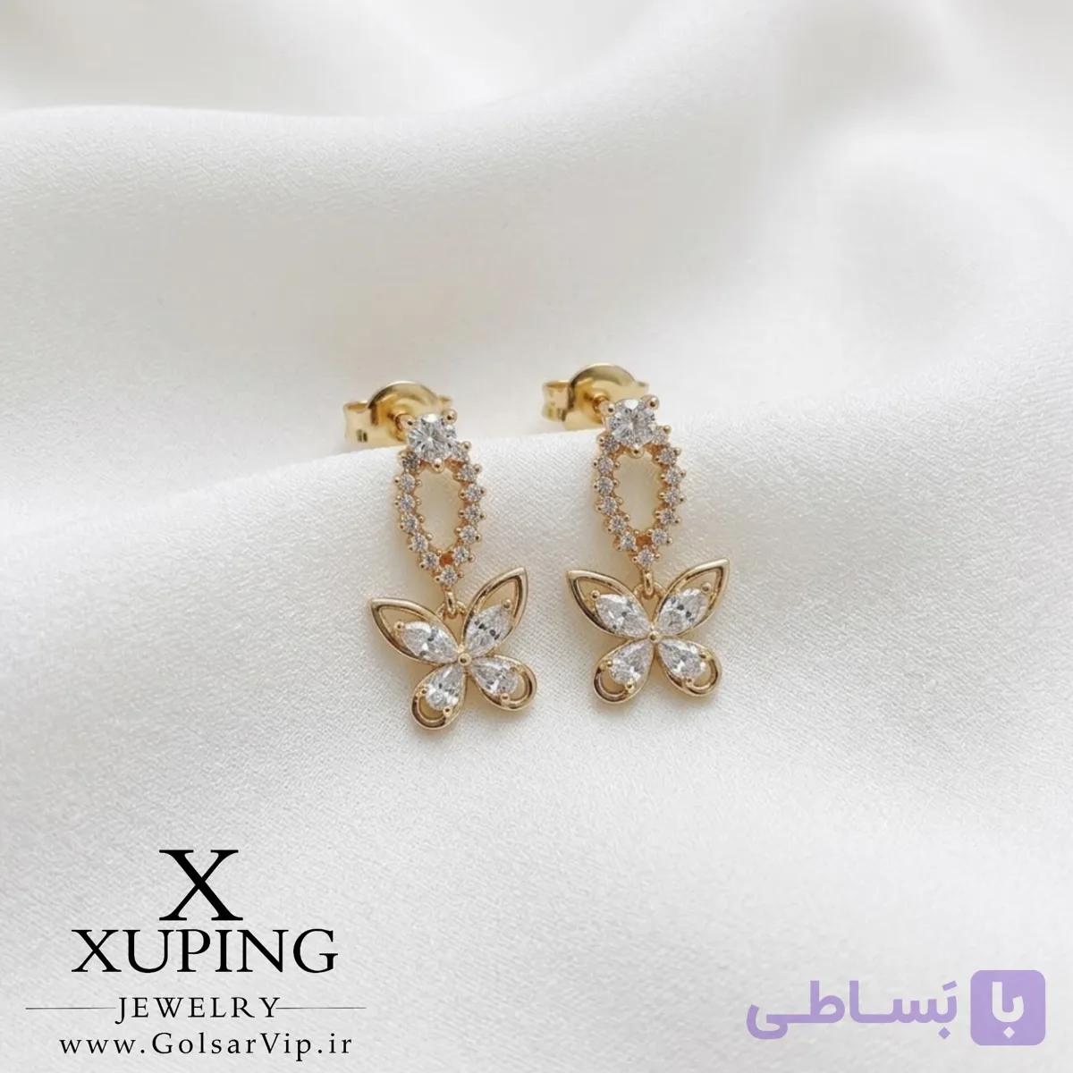 گوشواره آویز پروانه نگینی ژوپینگ | کد 320