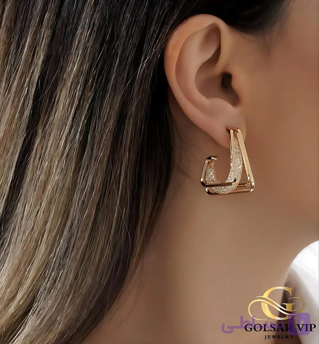 گوشواره مثلثی‌ رولتی ژوپینگ | کد 351 — تصویر 1