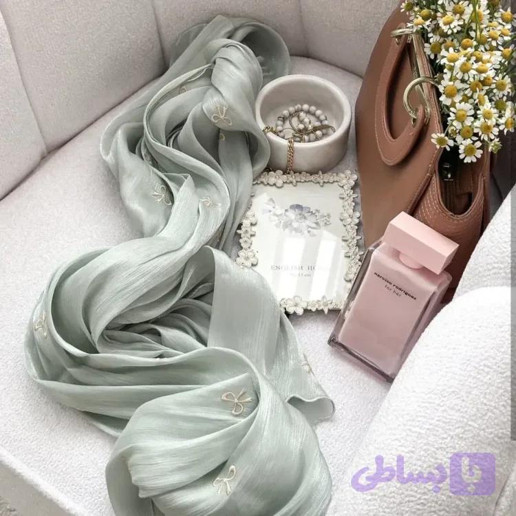 شال طرح پاپیونی ابریشم وارداتی (اقساطی) — تصویر 1