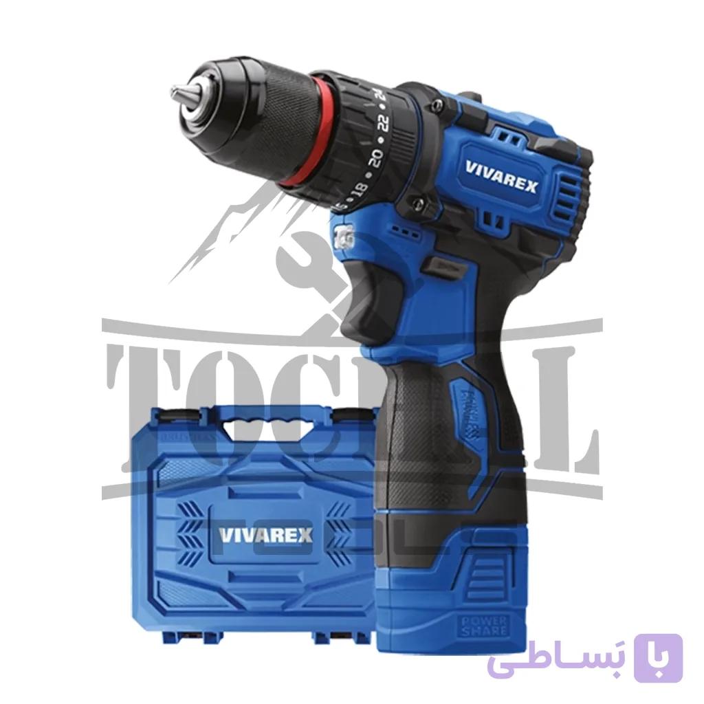 دریل شارژی ۱۶/۸ ولت دو باتری موتور براشلس ویوارکس مدل VR1608-BLX — تصویر 1